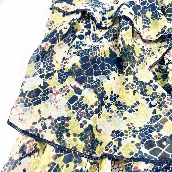 Eyeshadow Tank Top Women's Size M Blue Green Floral Print Ruffle Tiered Camisole - Picture 5 of 11